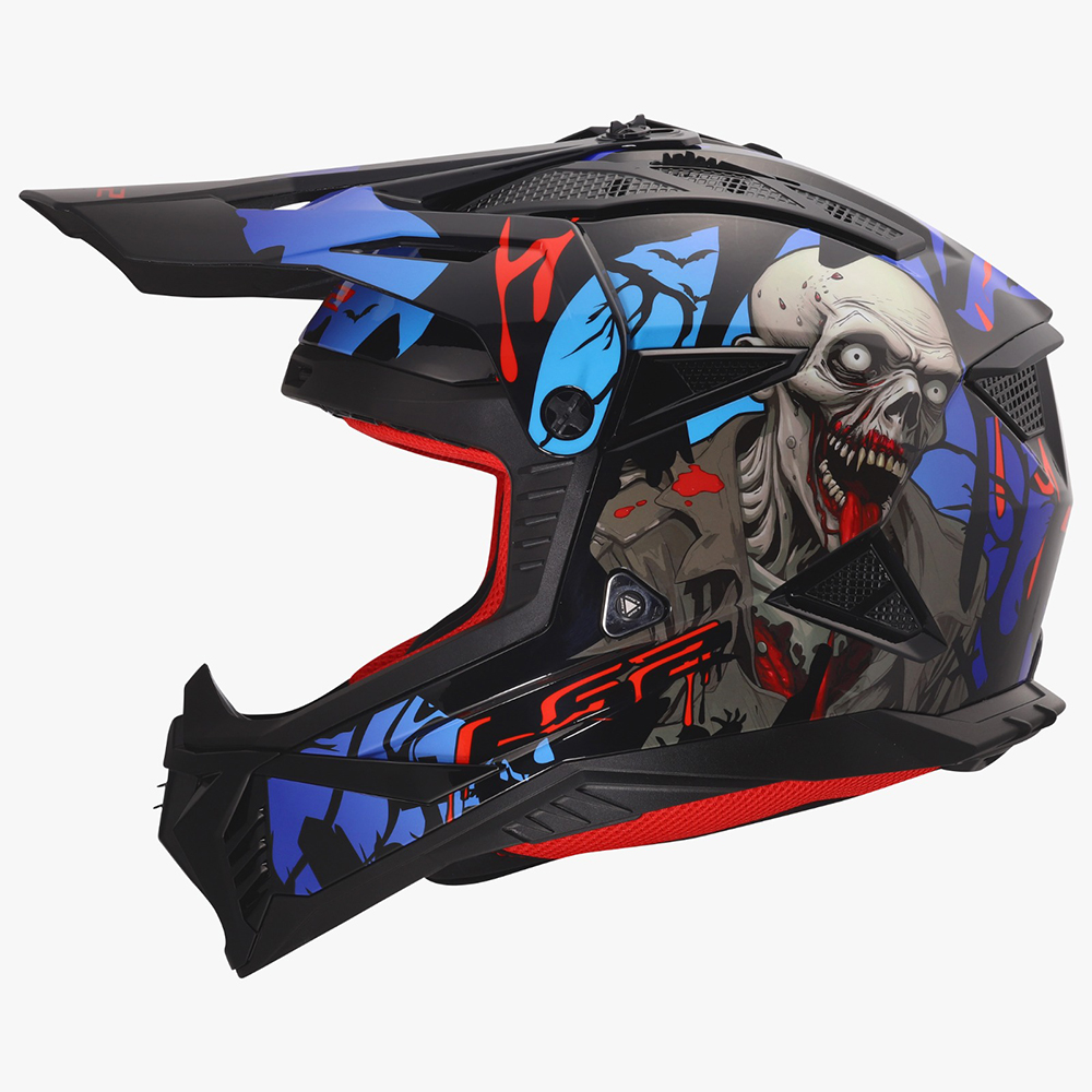 LS2 MX708 FAST II HELMET - ZOMBIE II BLACK RED BLUE - Image 4