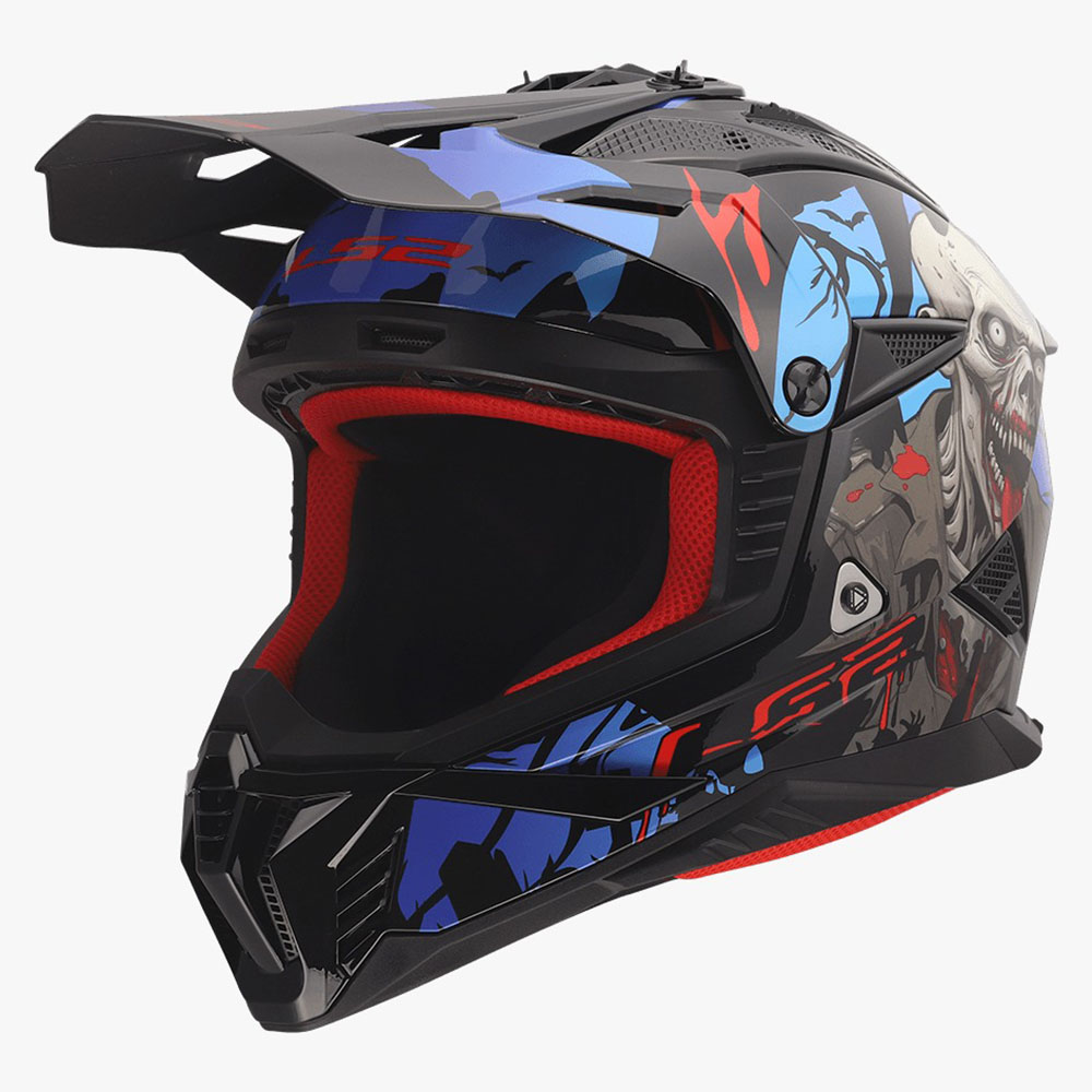 LS2 MX708 FAST II HELMET - ZOMBIE II BLACK RED BLUE