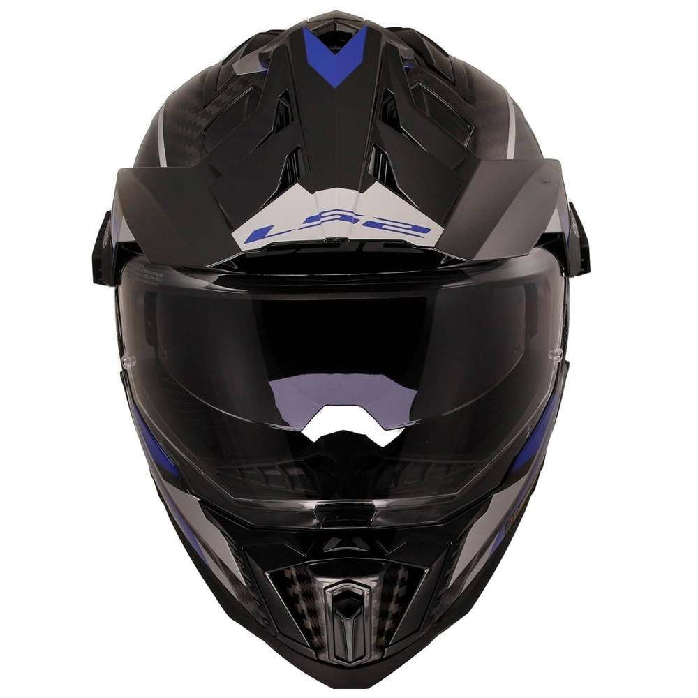 LS2 MX701 EXPLORER CARBON ADVENTURE HELMET - BLACK BLUE - Image 4