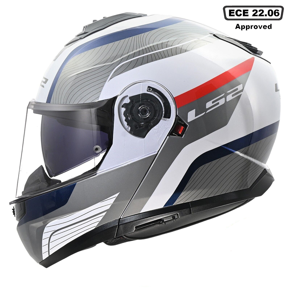 LS2 FF908 Strobe II Monza Helmet - White Blue Red - Image 4
