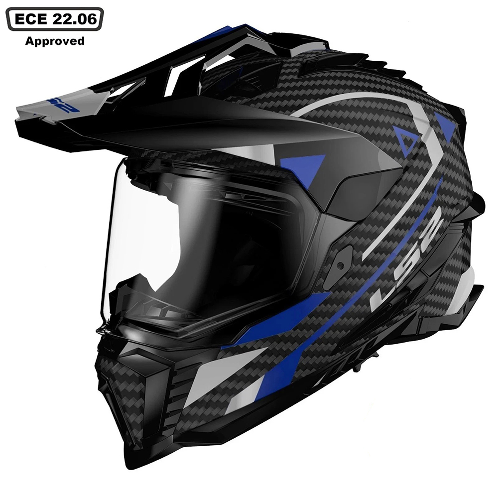 LS2 MX701 EXPLORER CARBON ADVENTURE HELMET - BLACK BLUE - Image 3