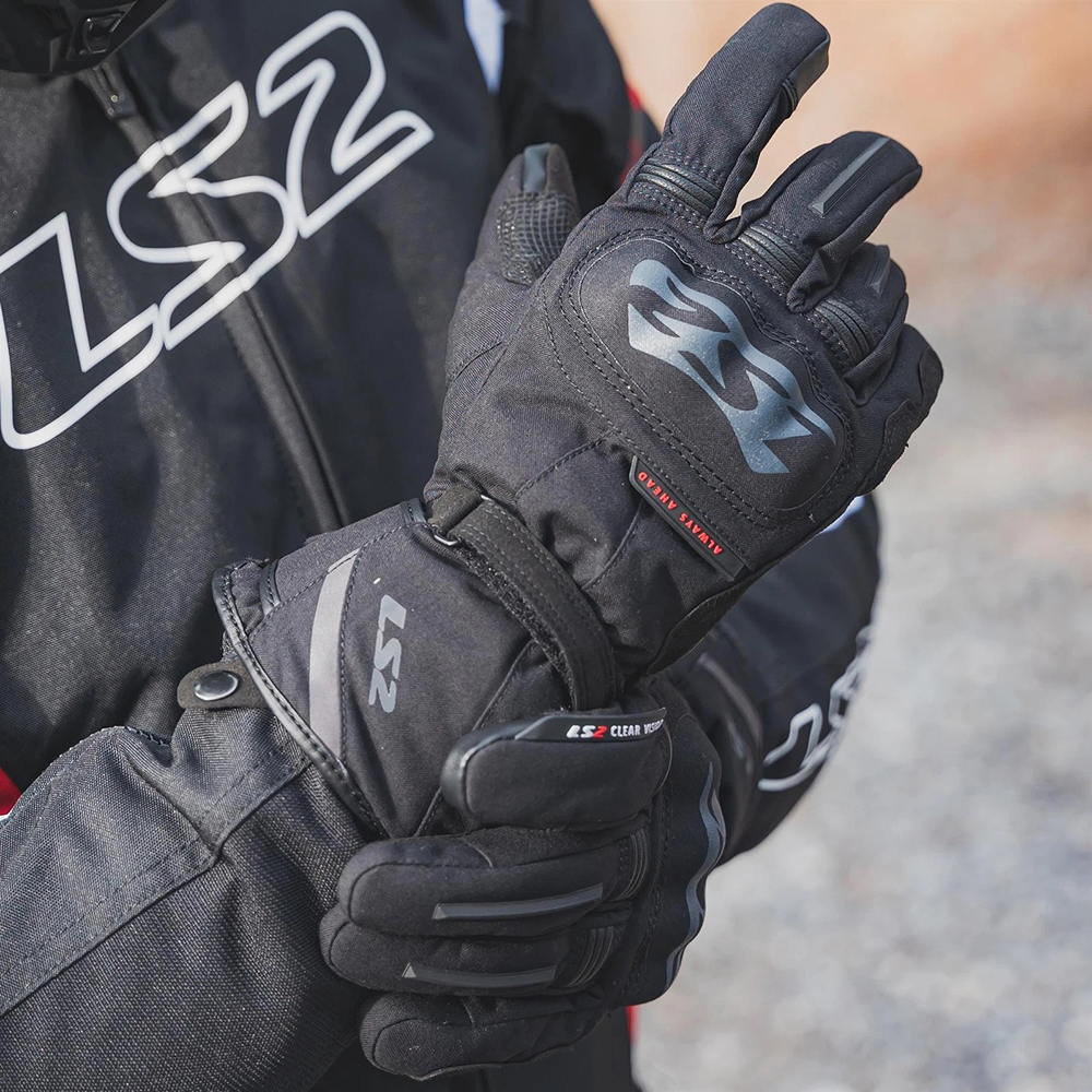 LS2 SNOW MAN GLOVES - BLACK GREY - Image 6