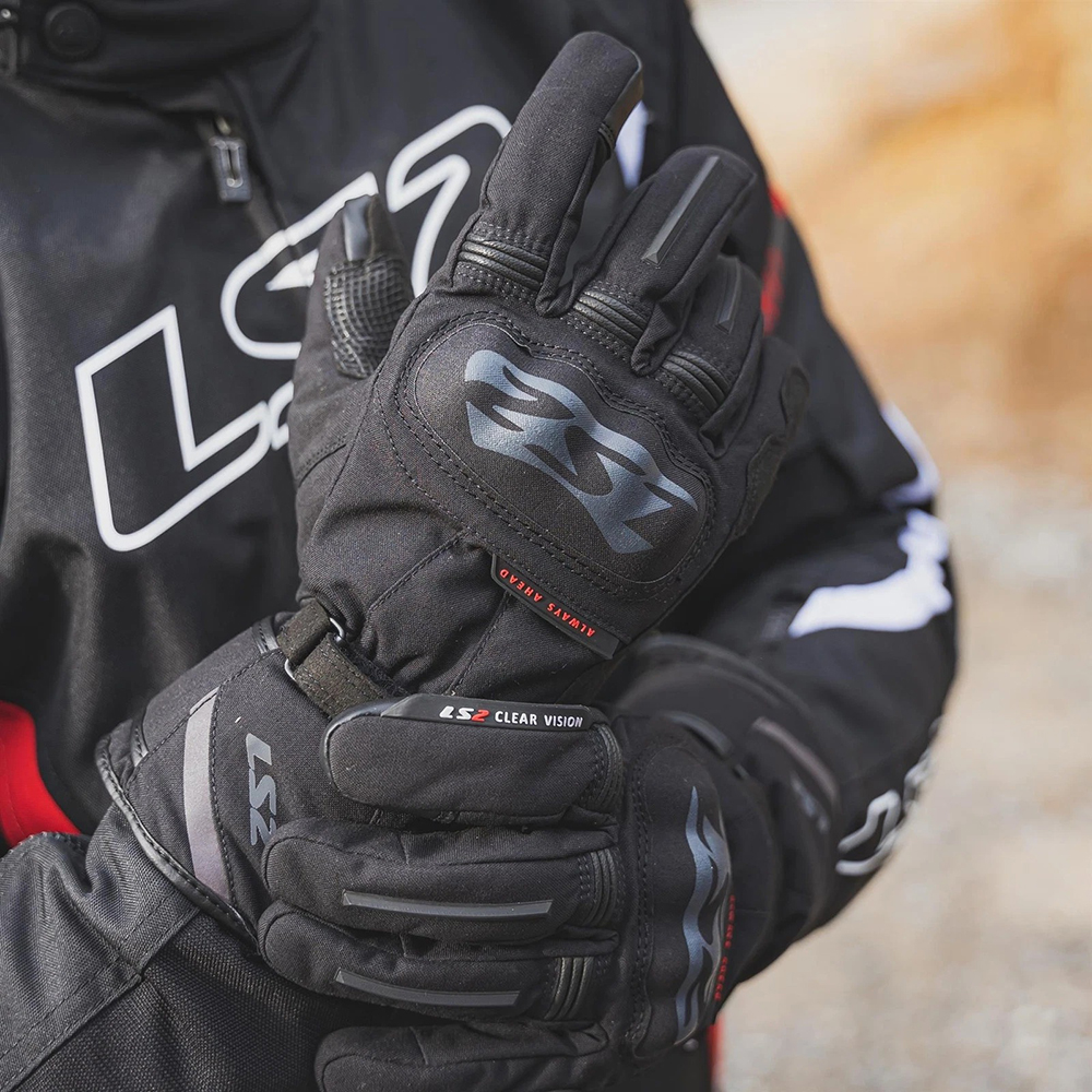 LS2 SNOW MAN GLOVES - BLACK GREY - Image 7