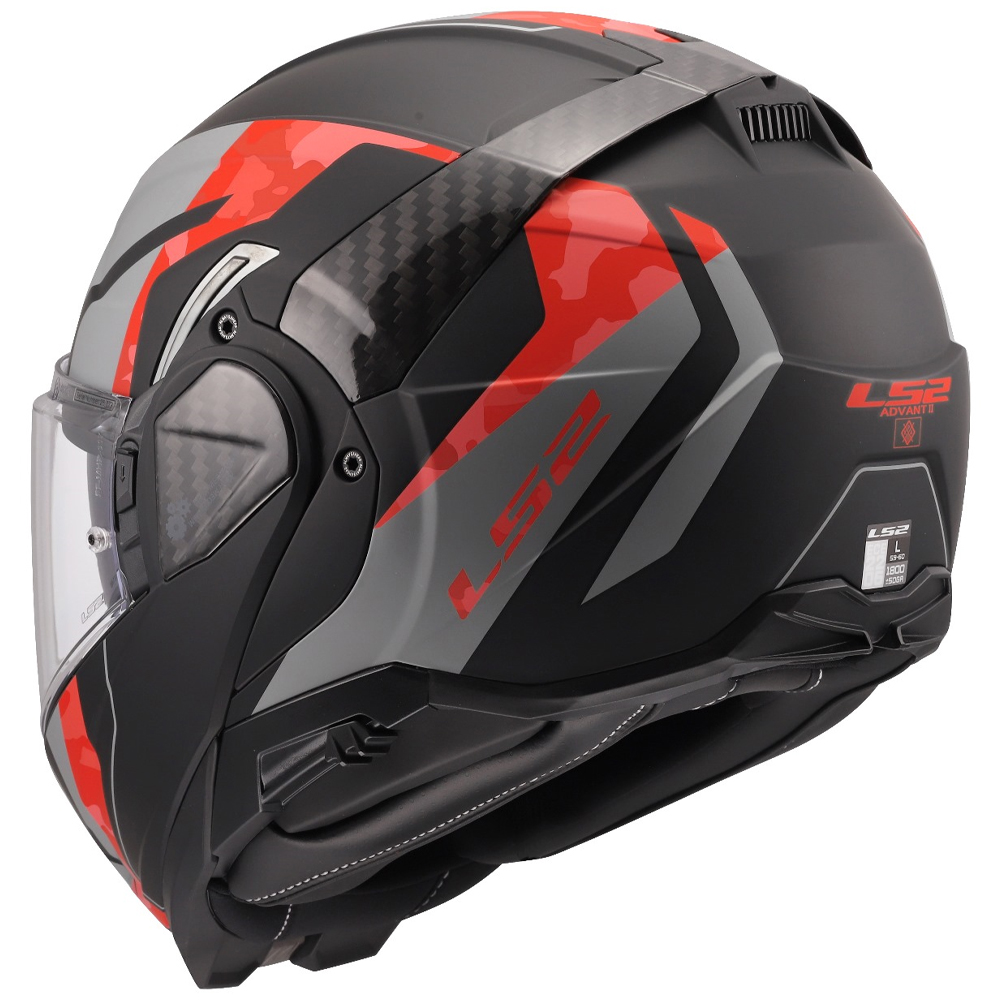 LS2 FF910 ADVANT II HELMET - GLIDE BLACK GREY RED - Image 4